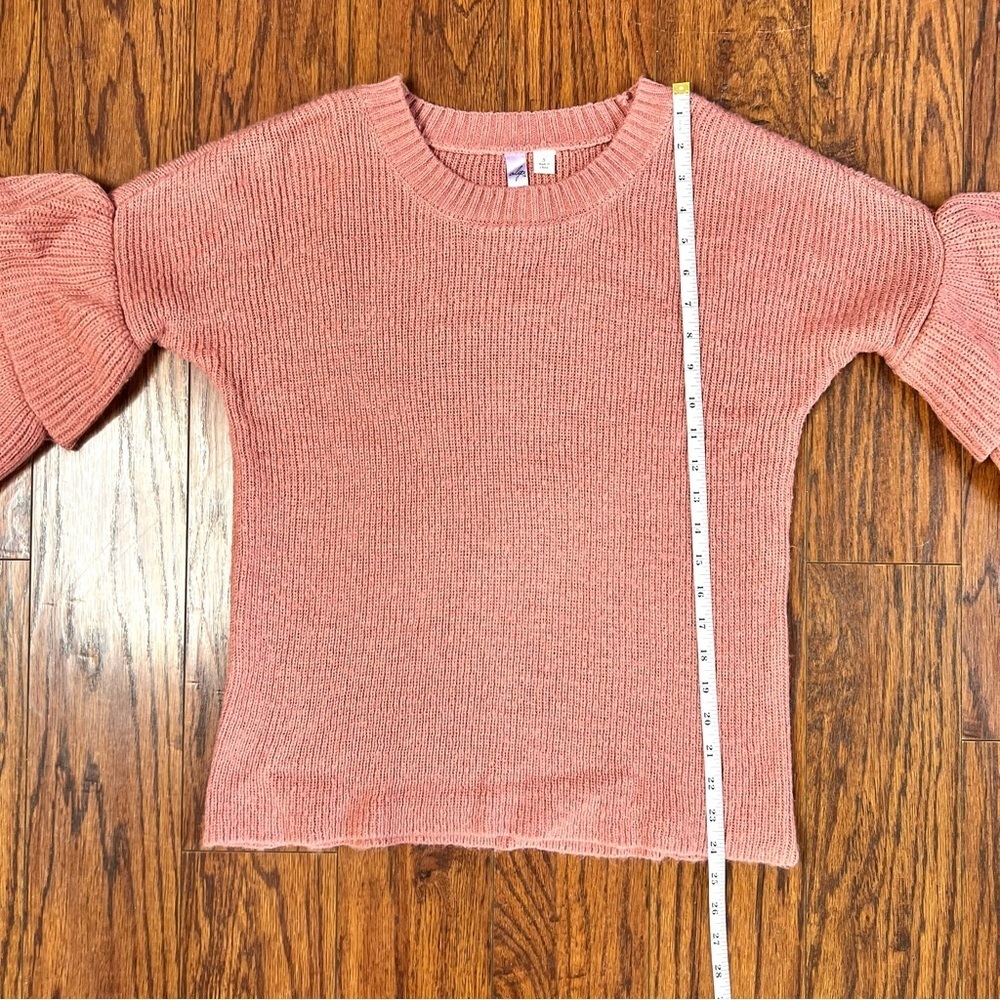 Alya Women's Pink Knitted Ruffle Sleeve Sweater Size Small - Picture 12 of 14